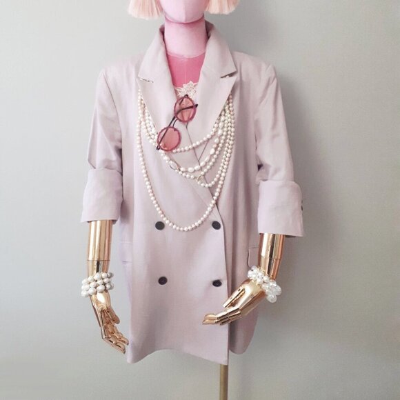 NWOT Frank and Oak purple pink double breasted linen blend blazer, XL - Picture 3 of 10